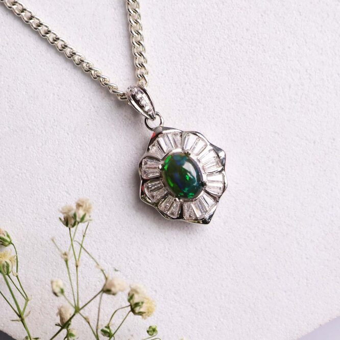 Black Opal Pendant In Sterling Silver 925