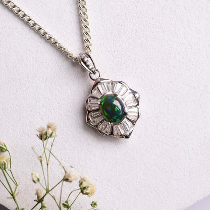 Black Opal Pendant In Sterling Silver 925