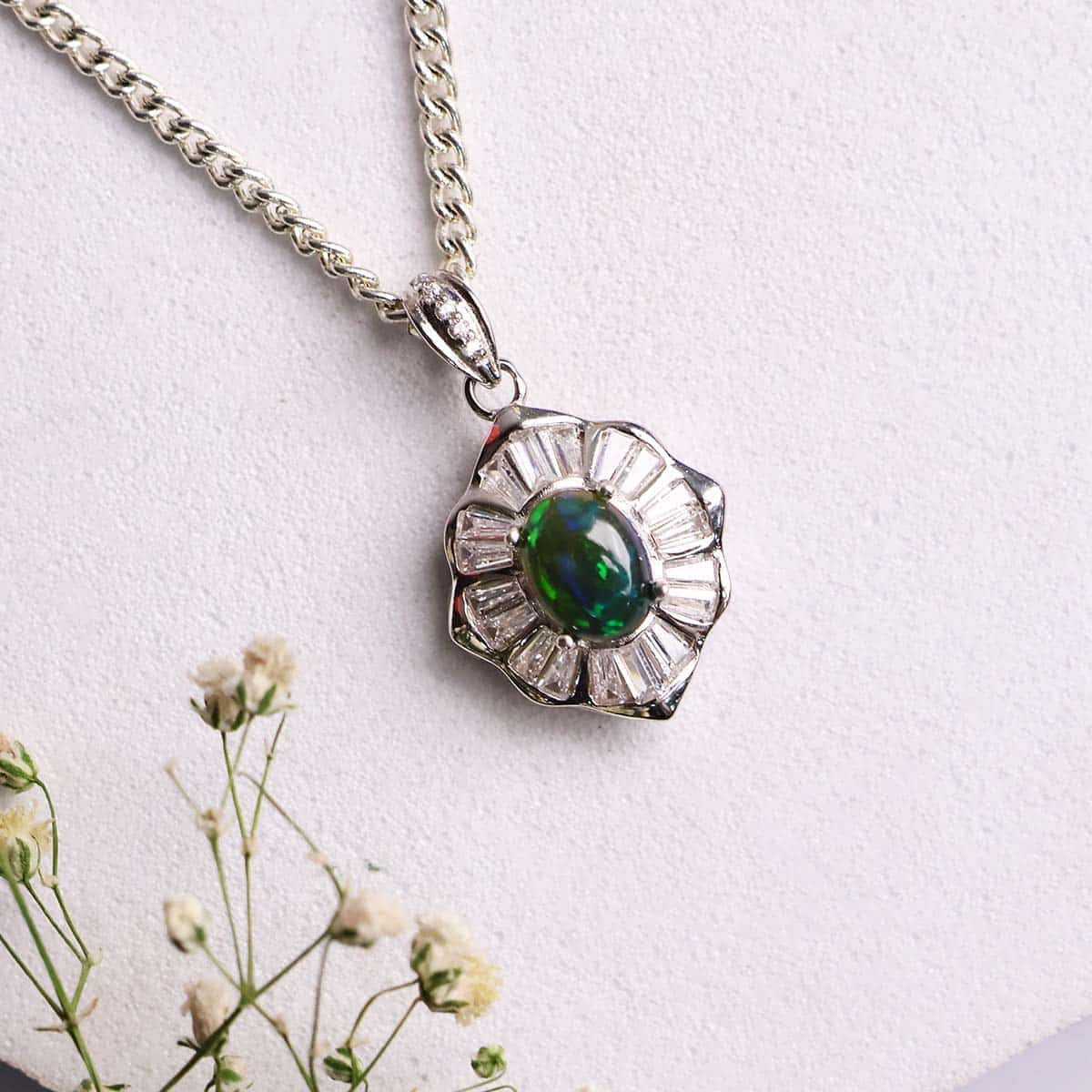 Black Opal Pendant In Sterling Silver 925