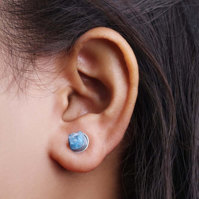 Blue Apatite Raw Stud Earrings