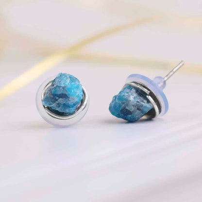 Blue Apatite Raw Stud Earrings