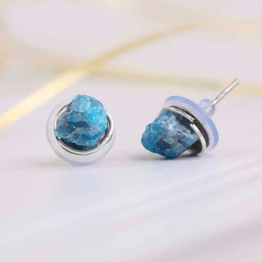 Blue Apatite Raw Stud Earrings