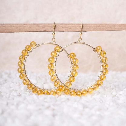Citrine Beads Hook Earring