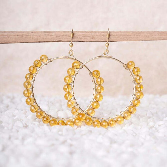 Citrine Beads Hook Earring