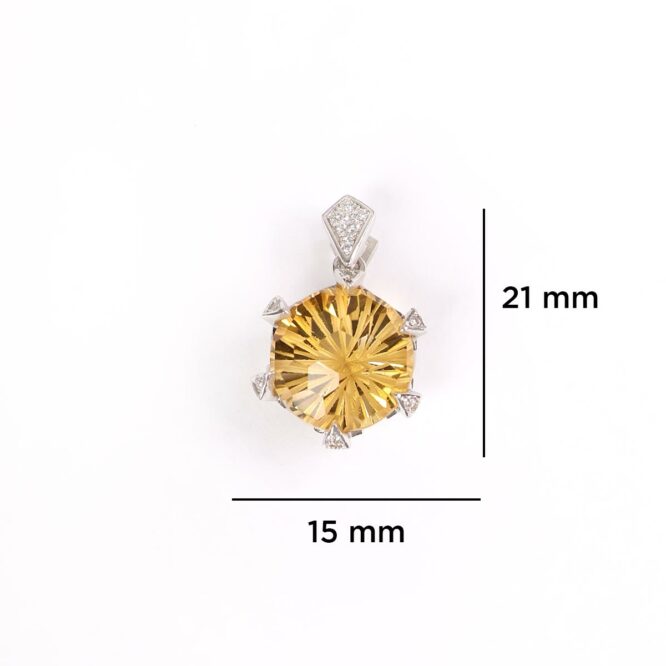 Citrine Firework Cut Sterling Silver 925 Pendant