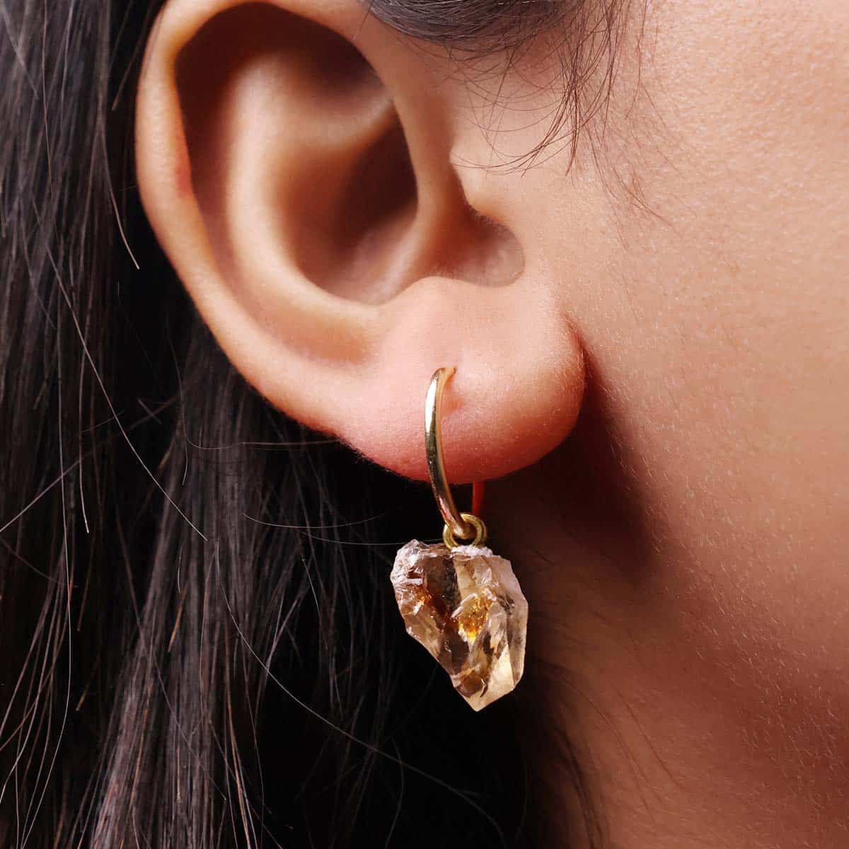 Citrine Raw Hoop Earring