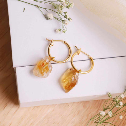Citrine Raw Hoop Earring