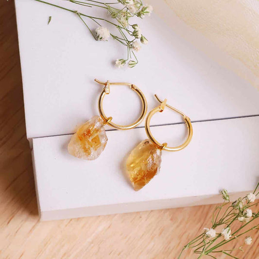 Citrine Raw Hoop Earring