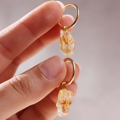 Citrine Raw Hoop Earring