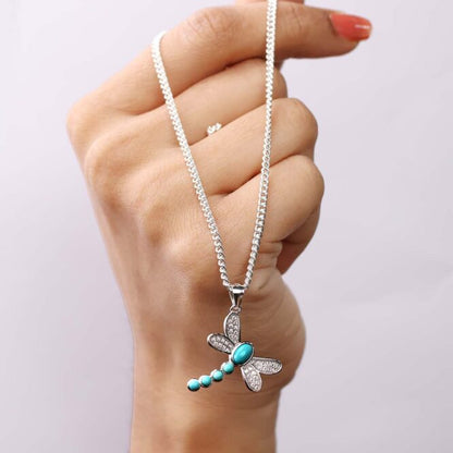 Firoza Dragonfly Sterling Silver 925 Pendant