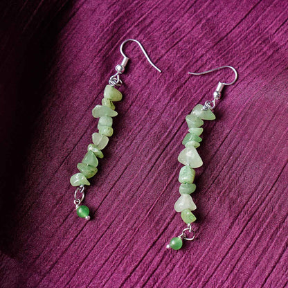 Green Aventurine Chips Hook Earrings