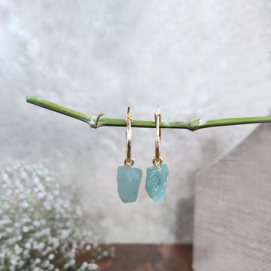Green Aventurine Raw Hoop Earring