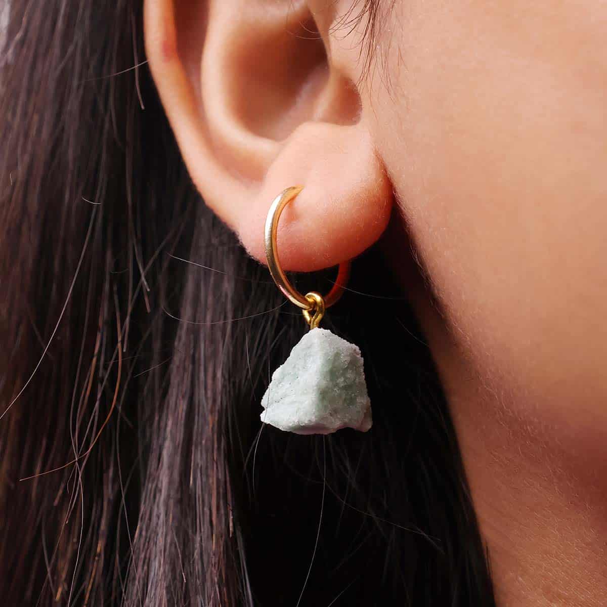 Green Aventurine Raw Hoop Earring