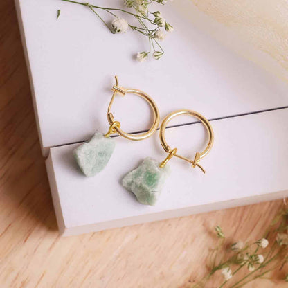 Green Aventurine Raw Hoop Earring