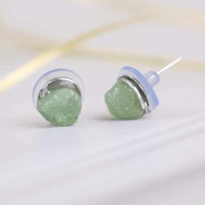 Green Aventurine Raw Stud Earrings