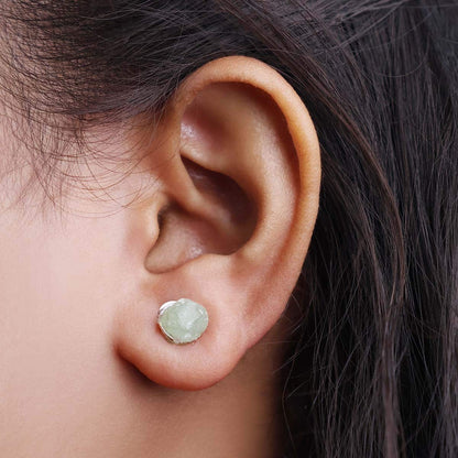 Green Aventurine Raw Stud Earrings