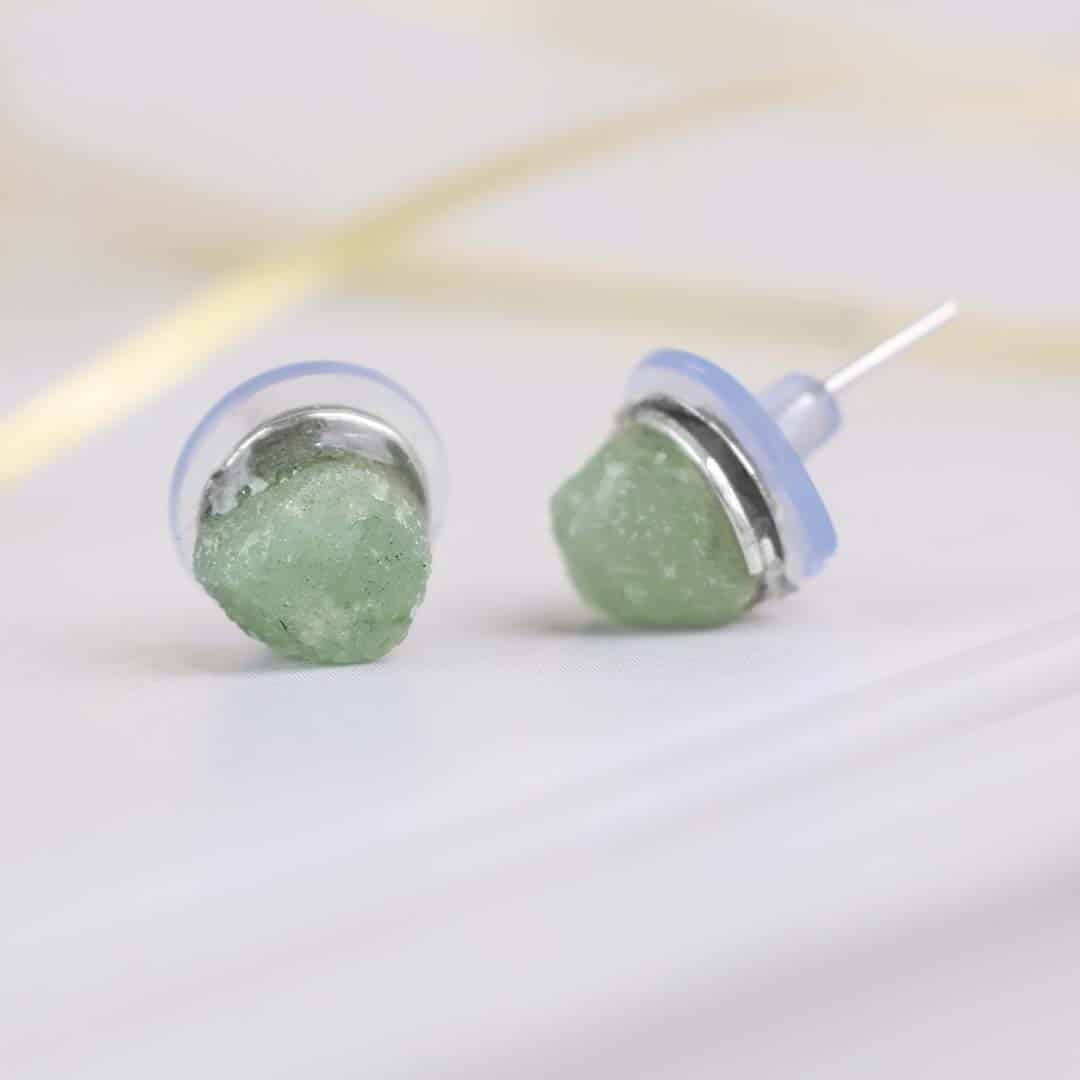 Green Aventurine Raw Stud Earrings