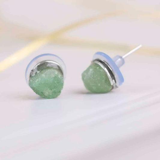 Green Aventurine Raw Stud Earrings