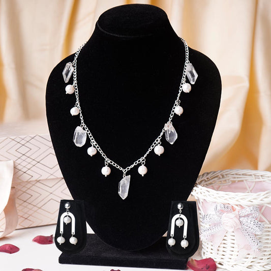 Himalayan Quartz and Mother of Pearl Crystal Jewellery Set