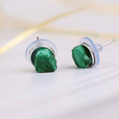 Malachite Raw Stud Earrings