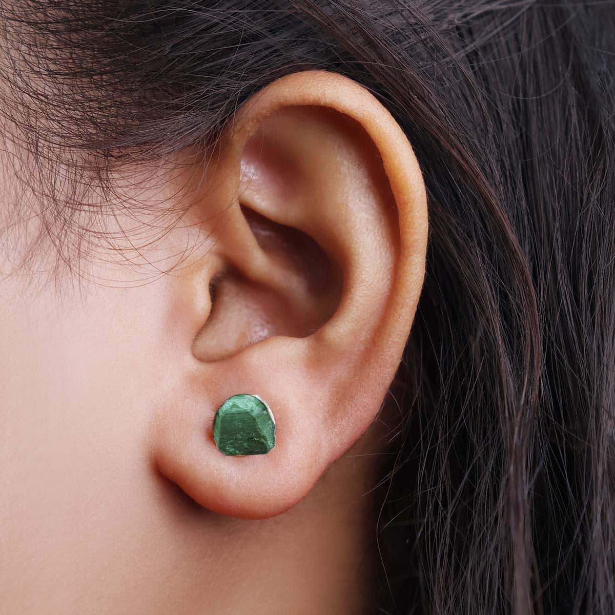 Malachite Raw Stud Earrings