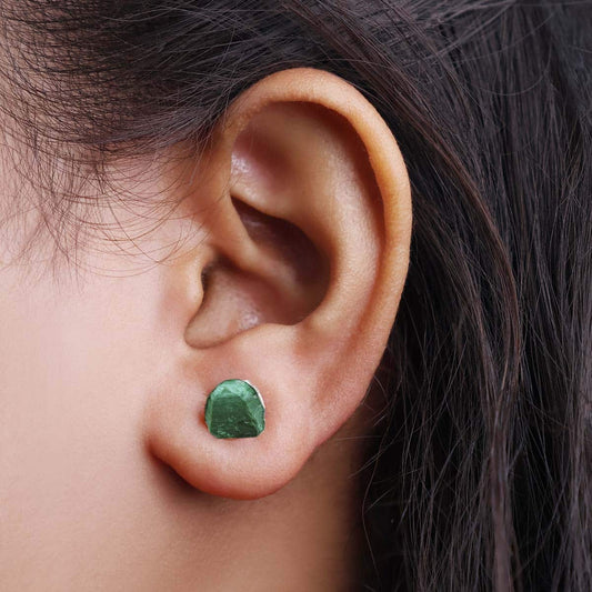 Malachite Raw Stud Earrings