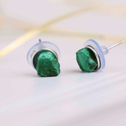 Malachite Raw Stud Earrings