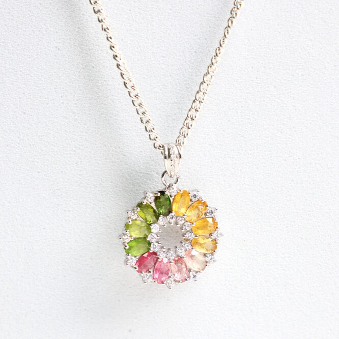 Multi-Tourmaline Pendant In Silver