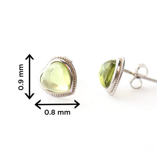 Peridot Heart Sterling Silver 925 Stud Earring