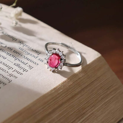 Pink Tourmaline Oval Ring In Silver