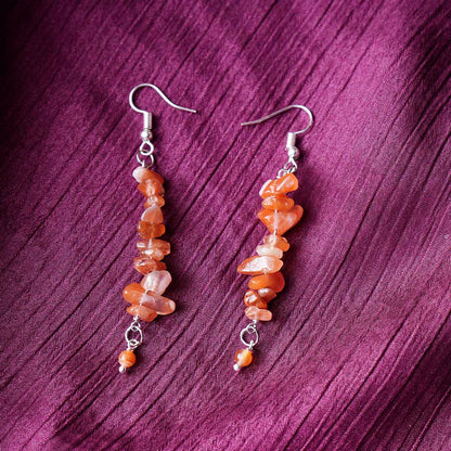 Red Carnelian Chips Hook Earrings