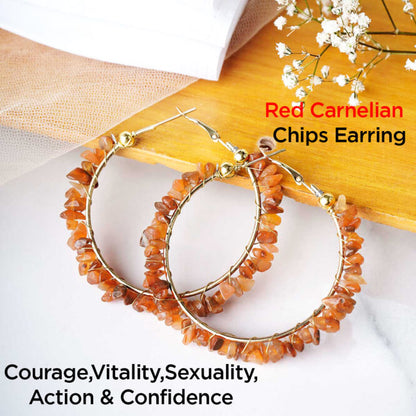 Red Carnelian Chips Huggie Hoops Earring