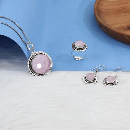 Rose Quartz Crystal Jewellery Combo Set