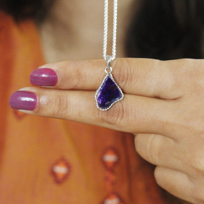Sugilite Stone with Sterling Silver 925 Pendant