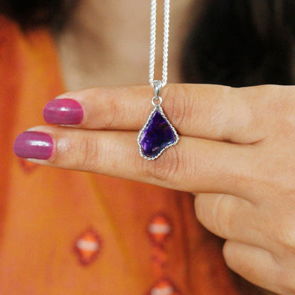 Sugilite Stone with Sterling Silver 925 Pendant