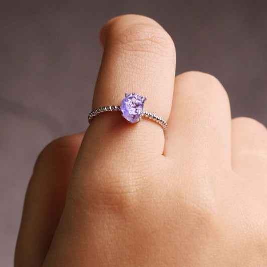 Tanzanite Raw In Silver Ring