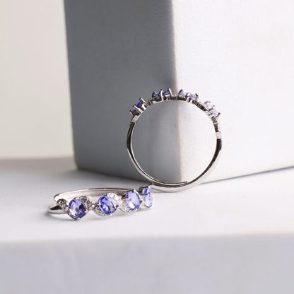 Tanzanite Ring In Four Stone, 925 Sterling Silver