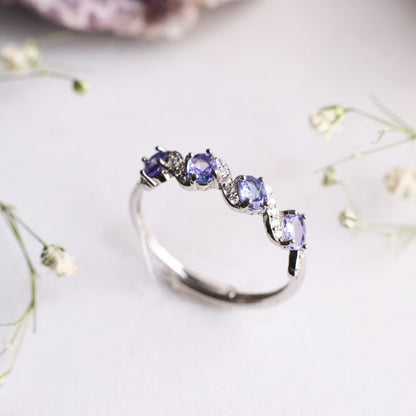 Tanzanite Ring In Four Stone, 925 Sterling Silver