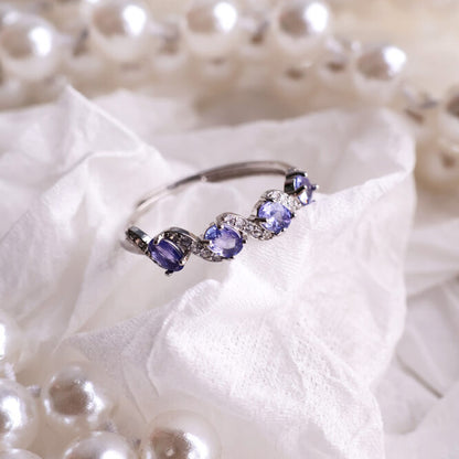 Tanzanite Ring In Four Stone, 925 Sterling Silver