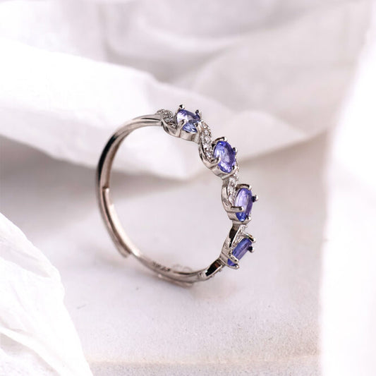 Tanzanite Ring In Four Stone, 925 Sterling Silver
