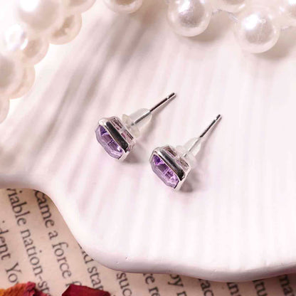 Amethyst Square Shape Stud Earring