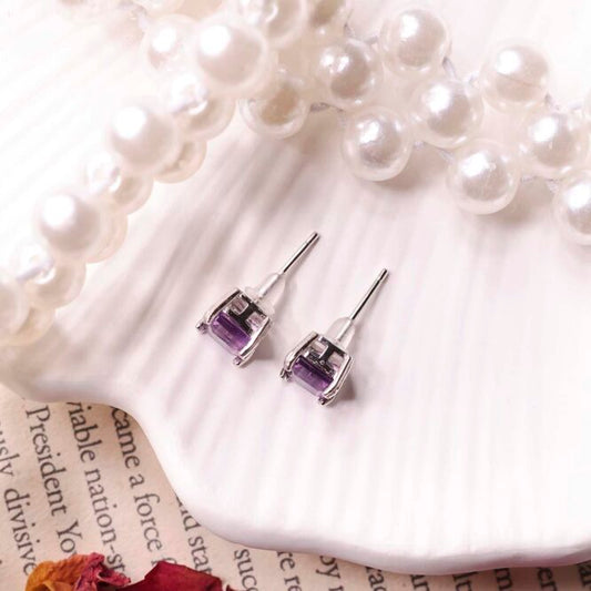 Amethyst Stud Earring Silver