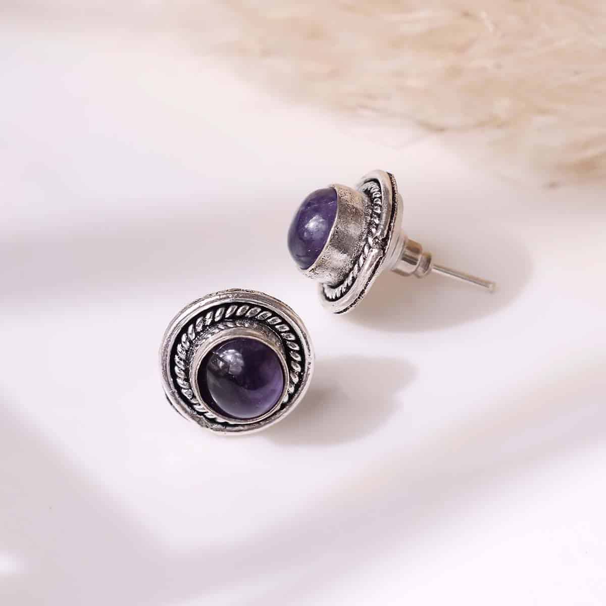 Amethyst Stud Earrings