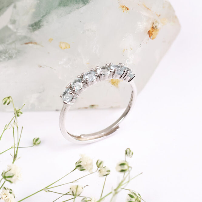 Aquamarine Six Stone Ring Silver