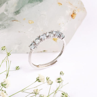 Aquamarine Six Stone Ring Silver