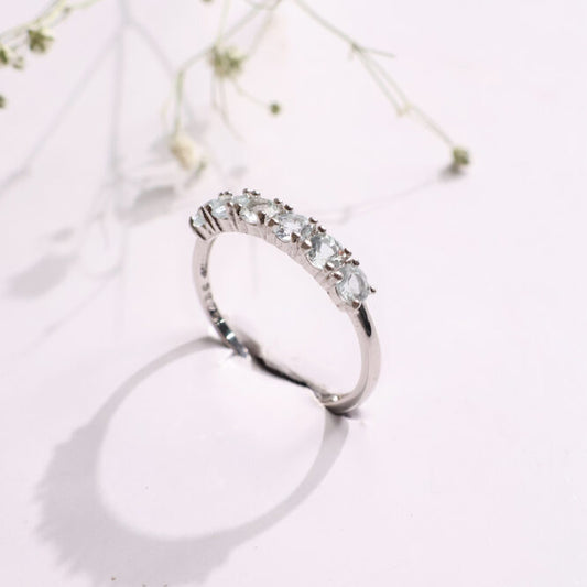 Aquamarine Six Stone Ring Silver