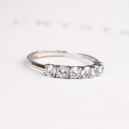 Aquamarine Six Stone Ring Silver