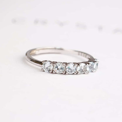 Aquamarine Six Stone Ring Silver