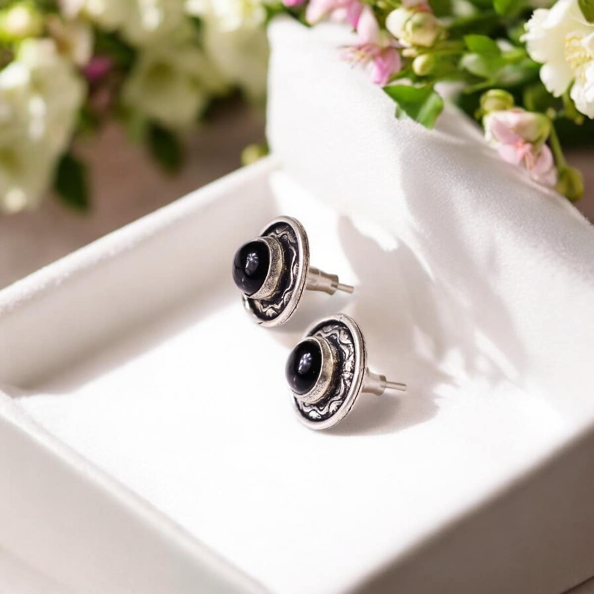 Black Onyx Stud Earrings