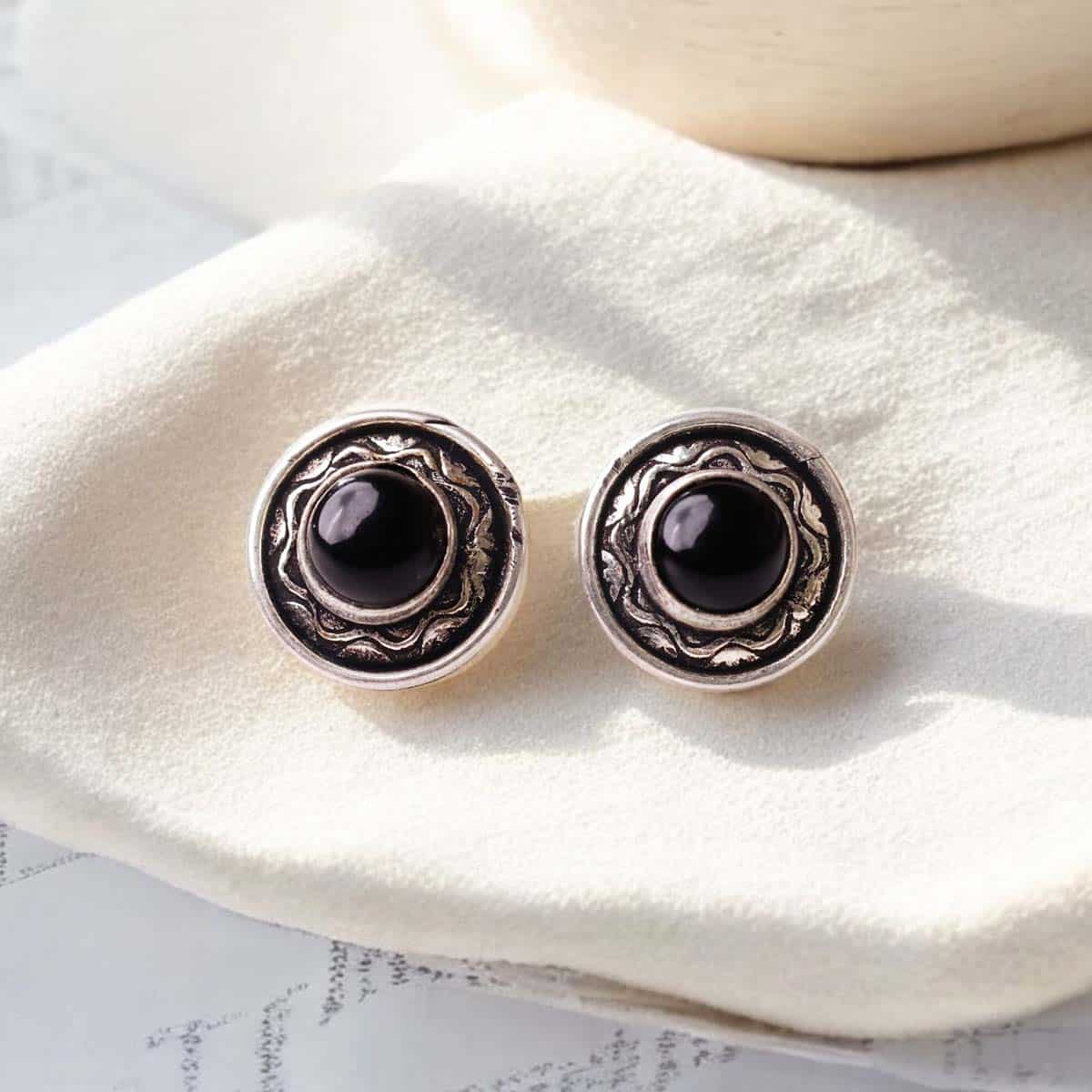 Black Onyx Stud Earrings